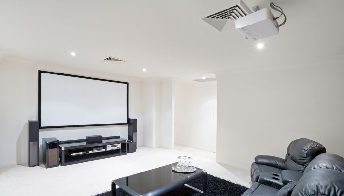 A home projector and large screen