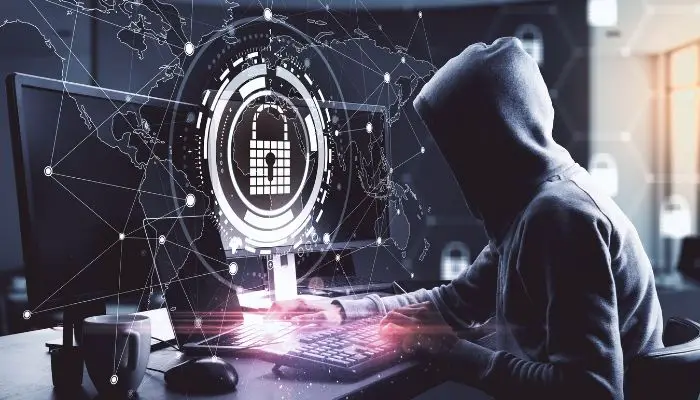 A hacker being blocked by antivirus