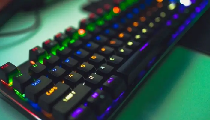 A gaming keyboard being used for typing
