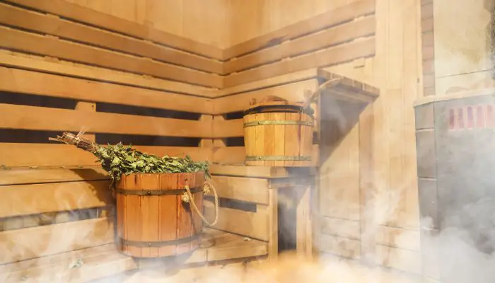 A steamy sauna